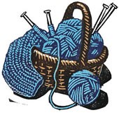 blue knitting basket